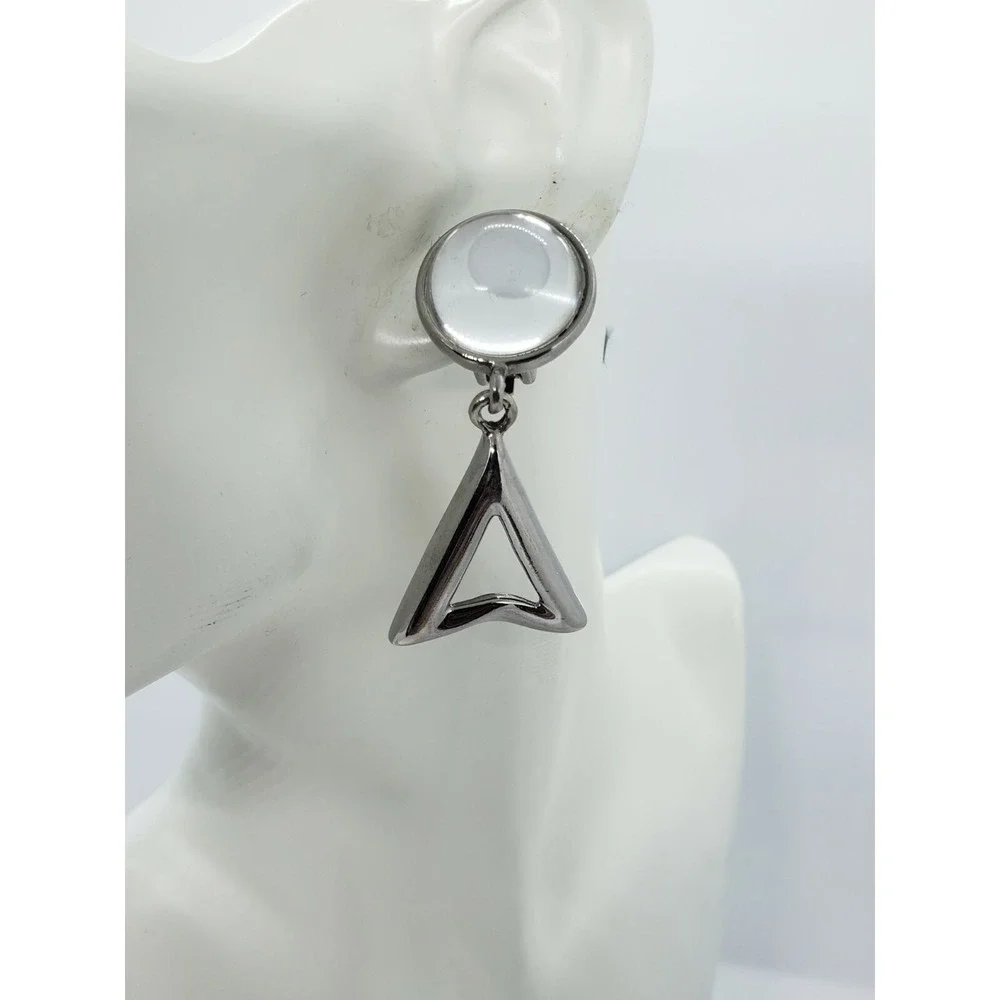 Vintage Bead Cluster Dangled Drop Clip On Signed GJD Silver Tone 2.5